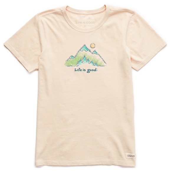 Life is Good Women's Green Mountains Crusher Tee Size Large Color Putty White - Picture 1 of 10